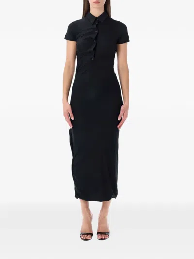 Ottolinger Twisted Polo Shirt Dress In Black