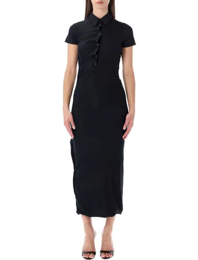OTTOLINGER OTTOLINGER BLACK TWISTED POLO MIDI DRESS