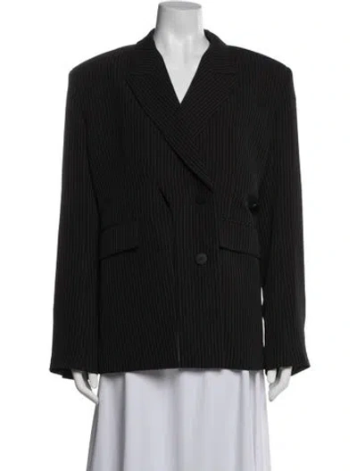 Pre-owned Ottolinger Virgin Wool Striped Blazer In Black