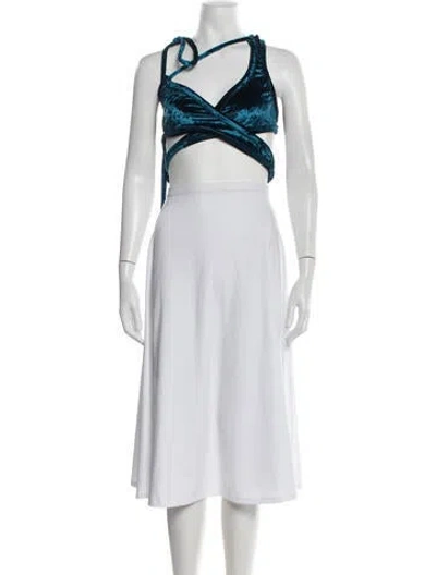 Pre-owned Ottolinger V-neck Sleeveless Crop Top In White