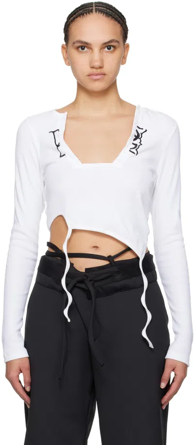 Ottolinger White Asymmetric Long Sleeve T-shirt