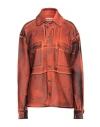 Ottolinger Woman Denim Shirt Orange Size Xs Cotton, Recycled Cotton, Recycled Polyester, Elastane In Orange
