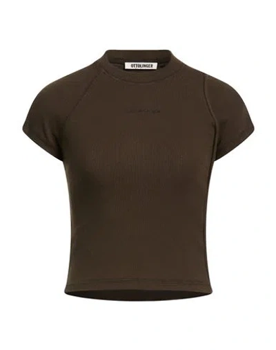 Ottolinger Woman T-shirt Dark Brown Size L Organic Cotton, Elastane