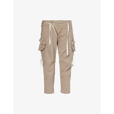 Ottolinger Womens Olive Grey Cropped Tapered Mid-rise Stretch-cotton Trousers