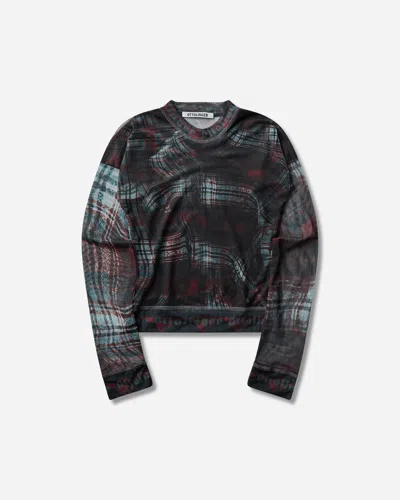 Ottolinger Women S Signature Mesh Longsleeve Top Warped Tartan In Black