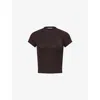 Ottolinger Womens Black/bronze Glitter Rib Embroidered-logo Cotton-blend Top In Brown