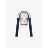 Ottolinger Julien Ceccaldi Printed Mesh Top With Sleeves In Blue