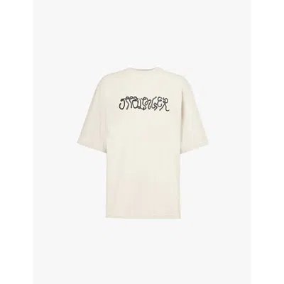 Ottolinger Womens Beige Oversized Puffy Logo-embroidered Organic Cotton-jersey T-shirt