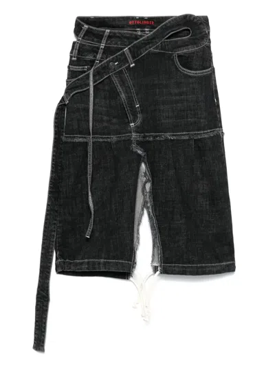Ottolinger Wrap Denim Skirt In Black