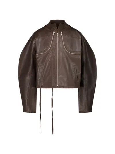 Ottolinger Zip Glazed Denim Jacket In Brown