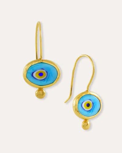 Ottoman Hands Alara Blue Evil Eye Drop Earrings In Multi