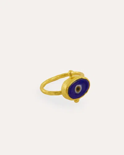 Ottoman Hands Alara Navy Evil Eye Ring In Blue
