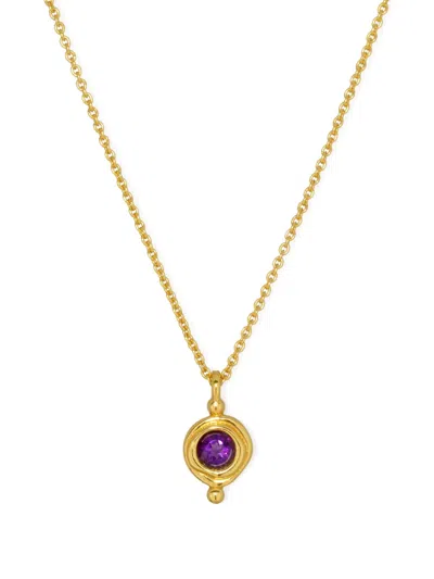 Ottoman Hands Amethyst Birthstone Necklace In Gold