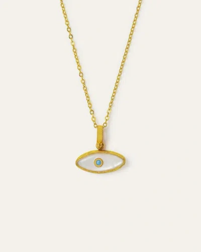 Ottoman Hands Aretha Mother Of Pearl Eye Pendant Necklace In Gold