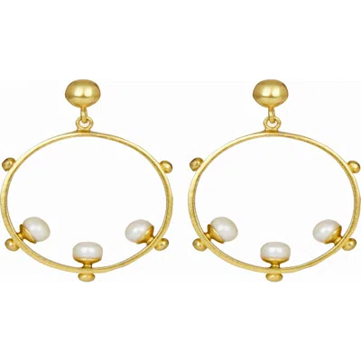 Ottoman Hands Aristea Bead Hoop Earrings In Gold