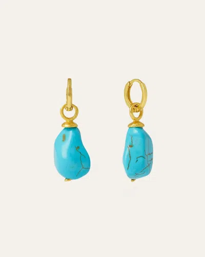 Ottoman Hands Ava Turquoise Drop Huggie Earrings In Blue