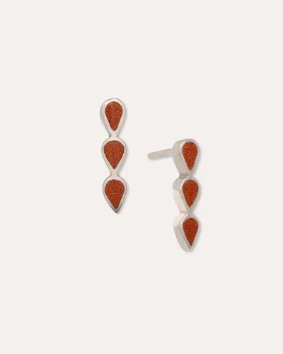 Ottoman Hands Aventurine Stud Earrings In Red