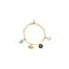 Ottoman Hands Cornicello Evil Eye Charm Bracelet In Gold