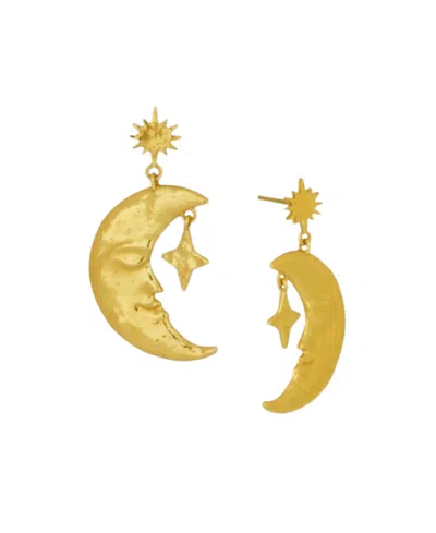 Ottoman Hands Crescent Moon Drop Earrings In Gold