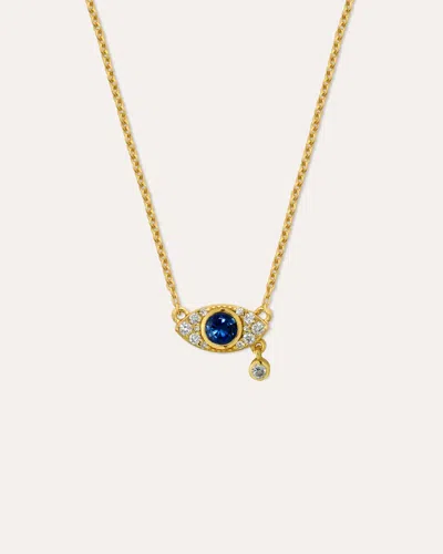 Ottoman Hands Diamond Evil Eye Solid Gold Pendant Necklace