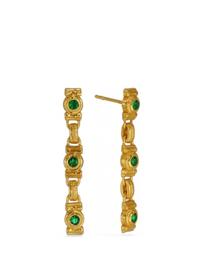 Ottoman Hands Emerald Drop Earrings In Transparent