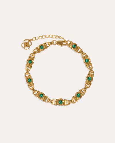 Ottoman Hands Emerald Green Cz Tennis Bracelet In Multi