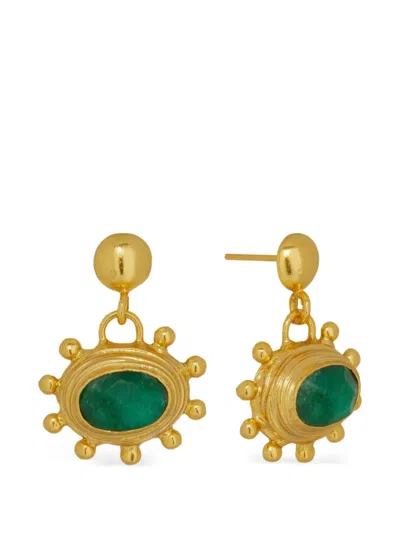Ottoman Hands Emerald Zand Drop Earrings In Gold