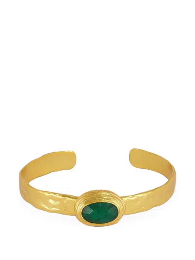 Ottoman Hands Emerald-embellished Cuff Bracelet In Gold