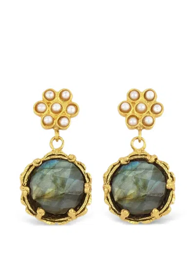 Ottoman Hands Estatira Labradorite Earrings In Gold