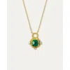 Ottoman Hands Esther Emerald And Pearl Pendant Necklace In Gold
