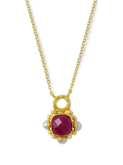 Ottoman Hands Esther Ruby Pendant Necklace In Gold