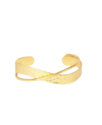 Ottoman Hands Evenness Hammered Bangle Bracelet In Gold