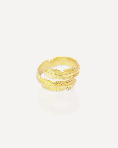 Ottoman Hands Feather Ring In Gold