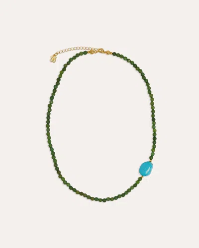Ottoman Hands Felice Green Jade And Turquoise Beaded Necklace In Multi