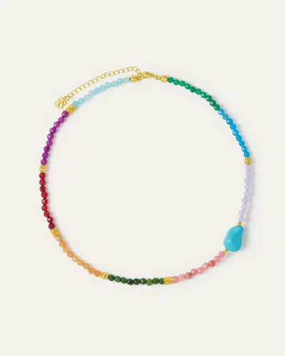 Ottoman Hands Felice Jade And Turquoise Beaded Necklace In Multi