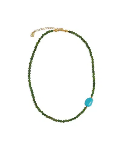 Ottoman Hands Felice Jade And Turquoise Beaded Necklace In Multi
