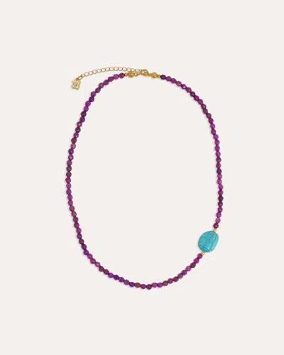 Ottoman Hands Felice Purple Jade And Turquoise Beaded Necklace