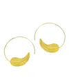 Ottoman Hands Gold Feather Pull Through Hoop Earrings In Gold