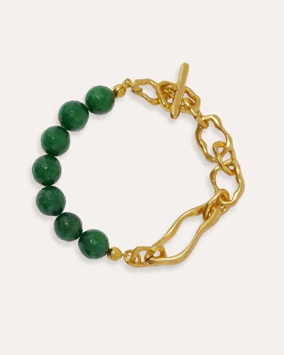 Ottoman Hands Green Agate Beaded Etta Chain Bracelet