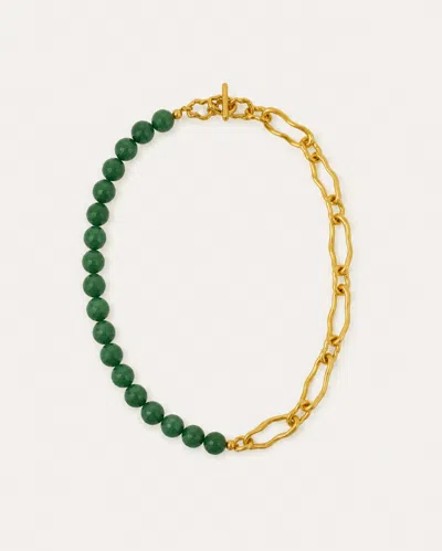 Ottoman Hands Green Agate Beaded Etta Chain Necklace In Multi