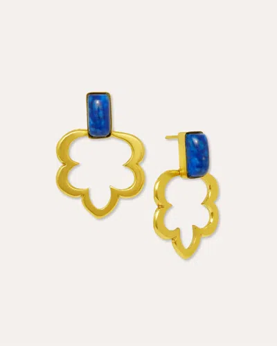 Ottoman Hands Haft Jush Lapis Drop Earrings In Multi