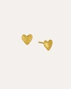 Ottoman Hands Hammered Heart Studs In Gold