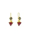 Ottoman Hands Hydra Labradorite And Ruby Drop Earrings In Gold
