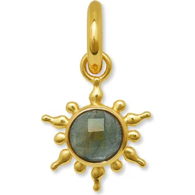 Ottoman Hands Labradorite Sun Charm In Gold