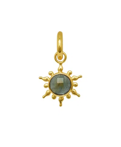 Ottoman Hands Labradorite Sun Charm In Green