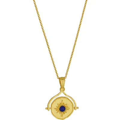 Ottoman Hands Lapis Fidget Necklace In Gold