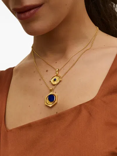 Ottoman Hands Lapis Moon Halskette Mit Drehbarem Anhänger In Gold