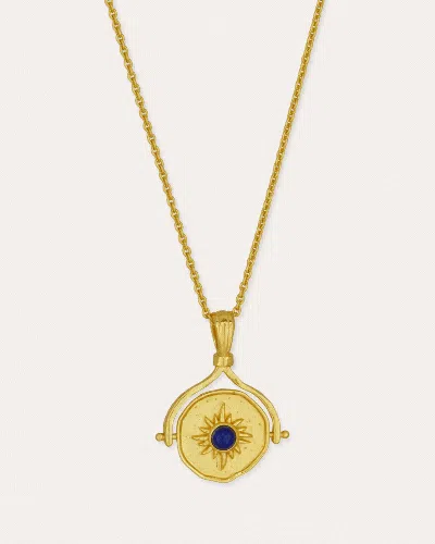 Ottoman Hands Lapis Sun Rotating Pendant Necklace In Multi