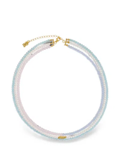 Ottoman Hands Waterproof Layered Beaded Necklace In Metallic