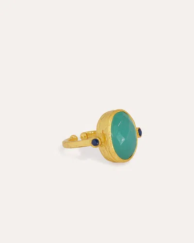 Ottoman Hands Lucia Aqua Chalcedony Cocktail Ring In Gold